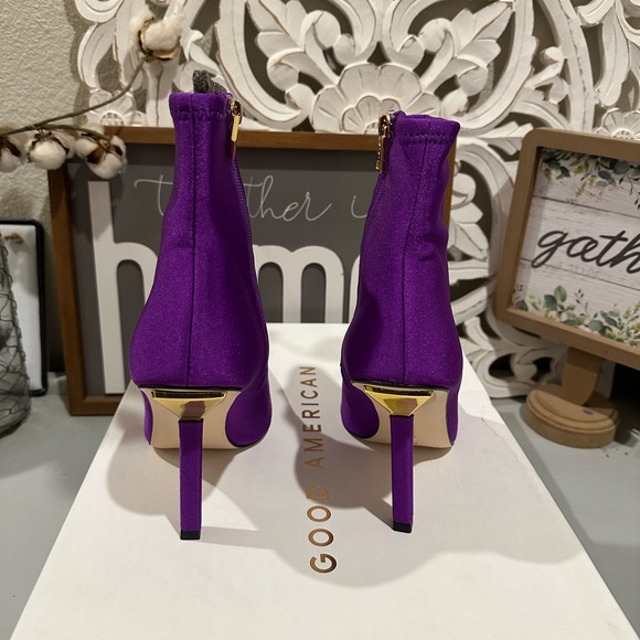 New Good American Ankle Shine bootie purple boots - Picture 3 of 6